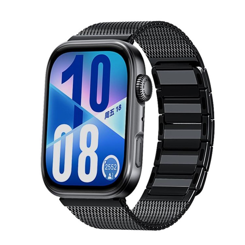 For Huawei Watch Fit4 / Fit4 Pro / Fit3 Magnetic Woven I-Shaped Stainless Steel Watch Band(Black)