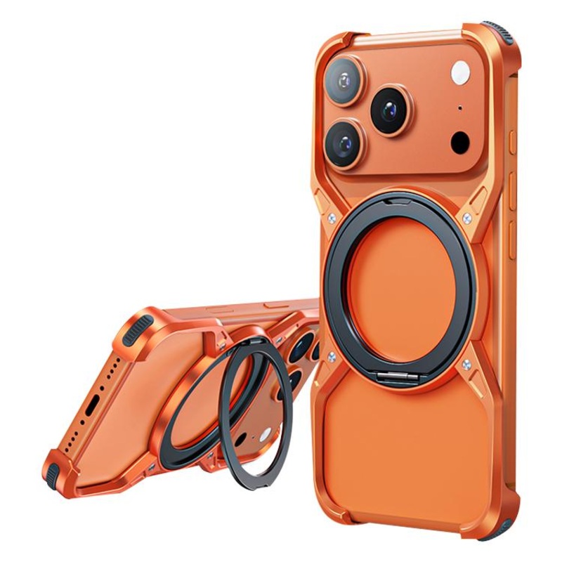 For iPhone 17 Pro Max Aluminum Alloy Frameless 360-Degree Rotating Phone Case(Orange)