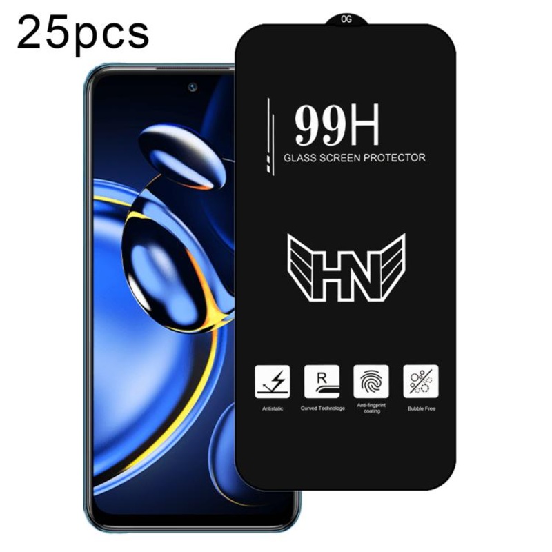 For Redmi Note 11 SE 25pcs High Aluminum Large Arc Full Screen Tempered Glass Film