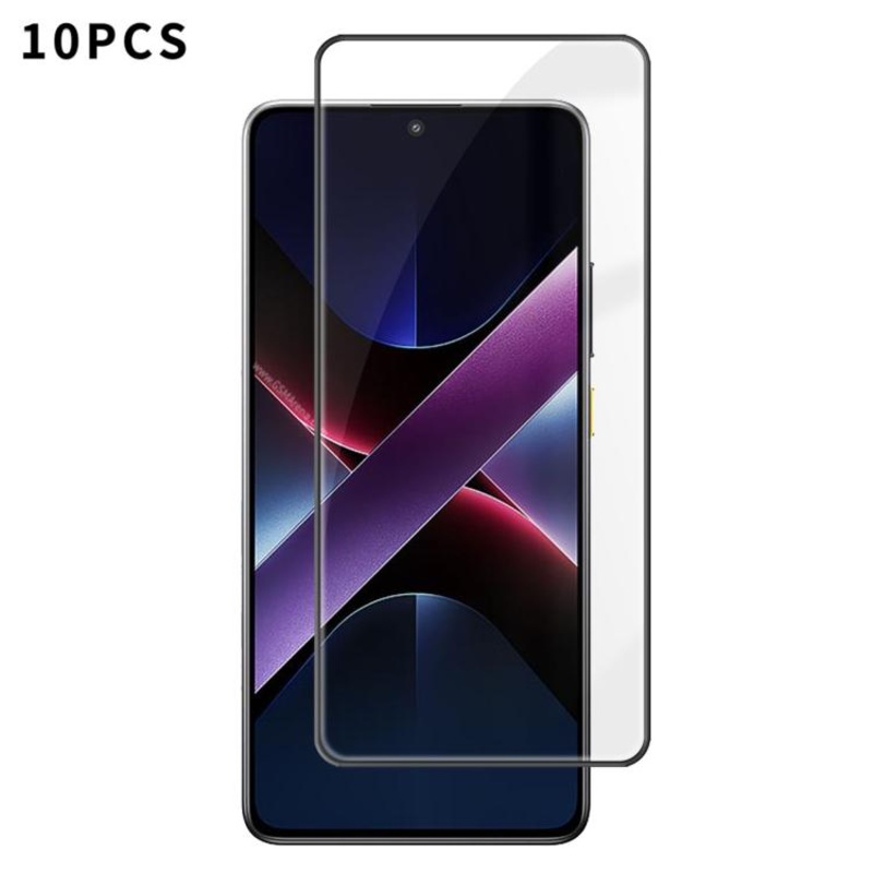 For Xiaomi Poco X7 Pro 10pcs Kalebol High-Aluminum Screen-Printed Full-Coverage Anti-Fingerprint Black-Bordered HD Tempered Glass Film