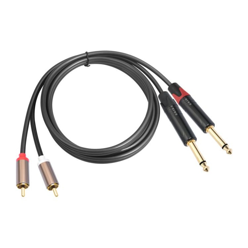 2 RCA Male to 2 XLR Female Audio Cables, Length:6m(Black)