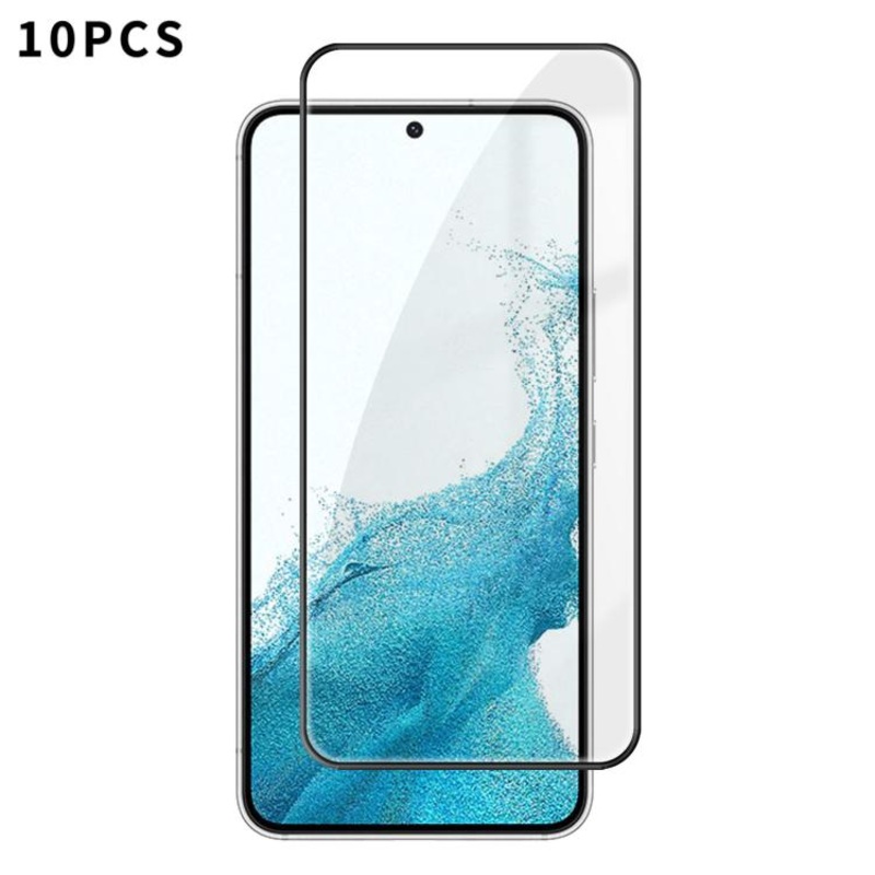 For Samsung Galaxy S22+ 5G 10pcs Kalebol High-Aluminum Screen-Printed Full-Coverage Anti-Fingerprint Black-Bordered HD Tempered Glass Film