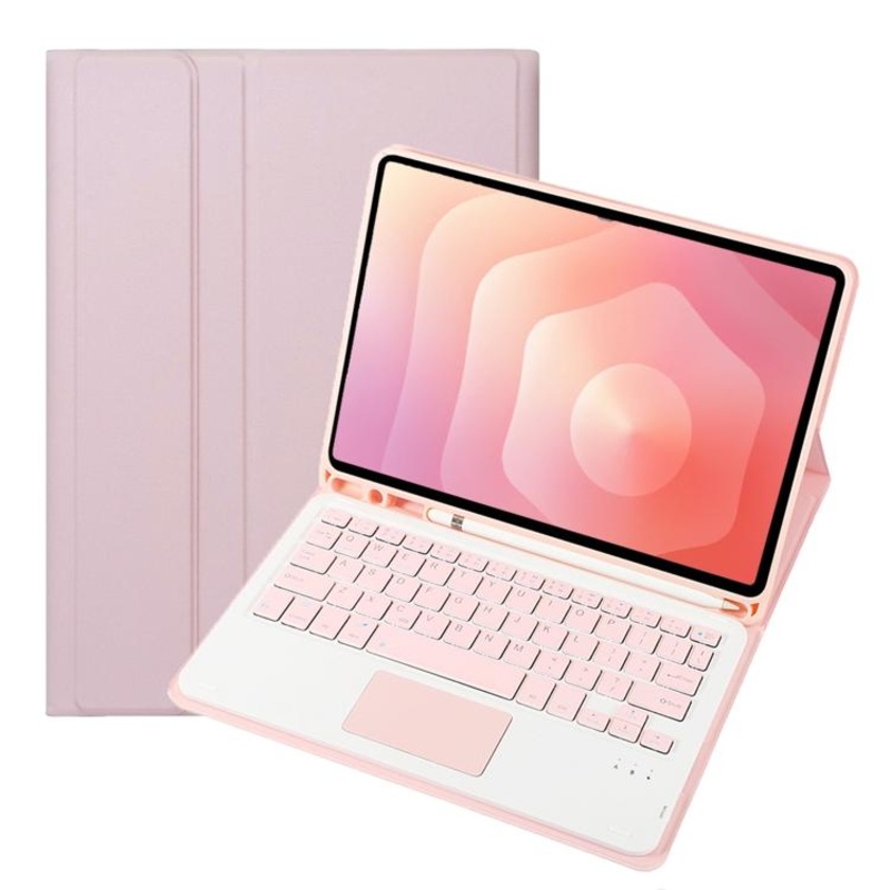 For Samsung Galaxy Tab S11 Candy Color TPU Touch Bluetooth Keyboard Leather Tablet Case with Pen Holder(Pink)