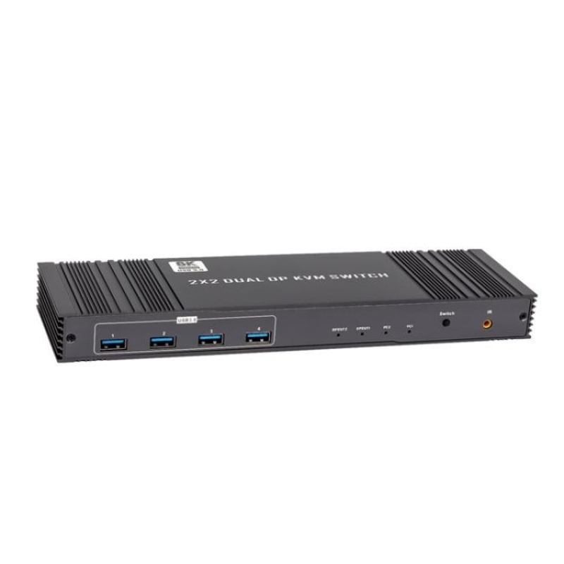 K10-2 For 2 Computers/Monitors USB 3.0 Dual DP Output 8K 60Hz 2x2 Version 2.1 KVM Switcher, Plug:US Plug