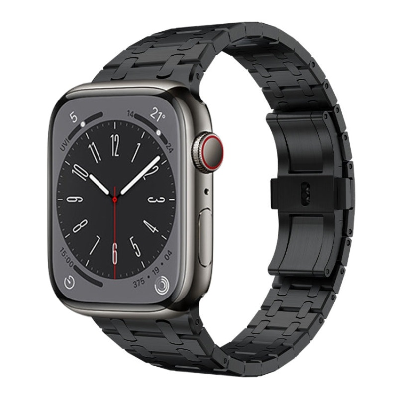 For Apple Watch 38mm PG94 Dual-link Modified Stainless Steel Watch Band(Black)