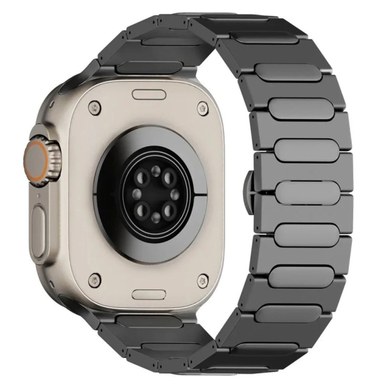 For Apple Watch Ultra 2 49mm Oval Butterfly Buckle Titanium Alloy Watch Band(Grey)