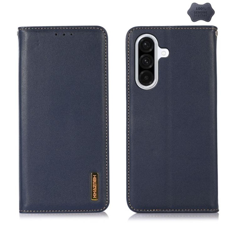 For Samsung Galaxy A37 5G KHAZNEH Nappa Top Layer Cowhide Leather Phone Case(Blue)