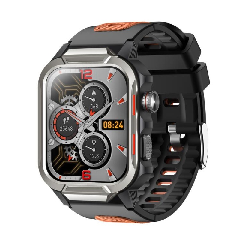 GTS9 1.96 inch TFT Screen Outdoor Rugged Smart Watch 3ATM Waterproof(Dark Grey+Orange)