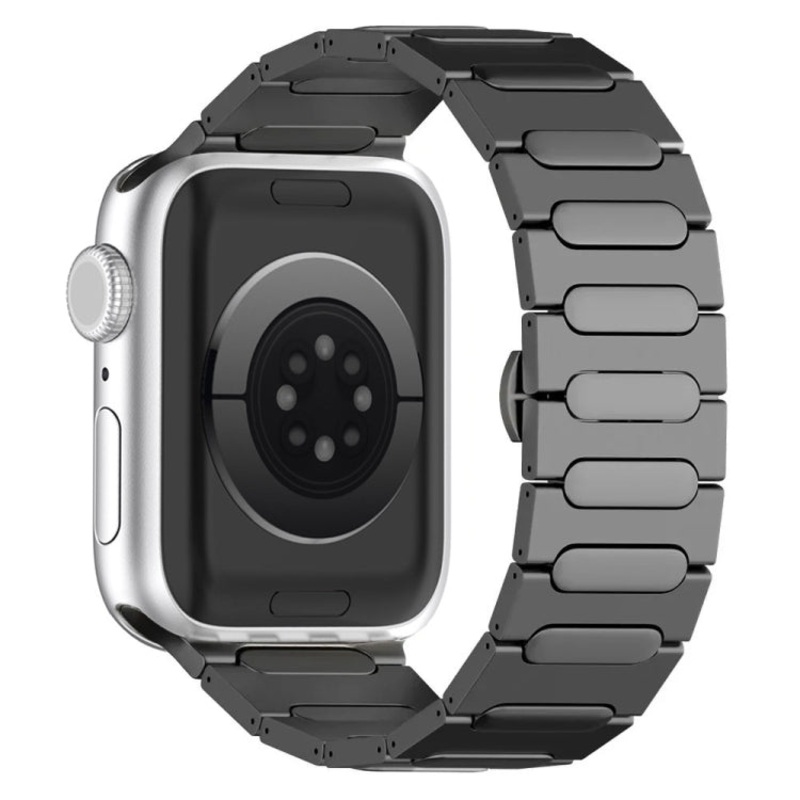 For Apple Watch Series 4 44mm Oval Butterfly Buckle Titanium Alloy Watch Band(Grey)