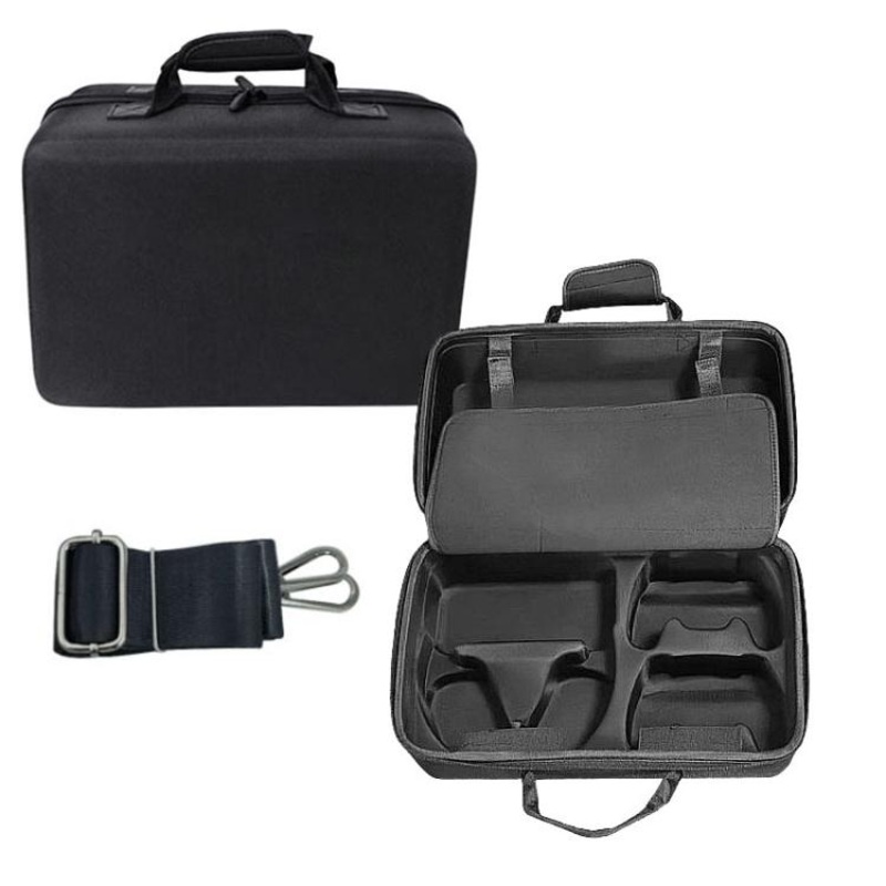 For PS5 Slim Console & Accessories Carrying Case with Headphone Compartment Double-Layer Storage Bag(Black)