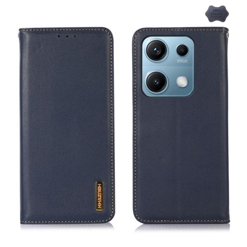 For Redmi Note 14S 4G KHAZNEH Nappa Top Layer Cowhide Leather Phone Case(Blue)