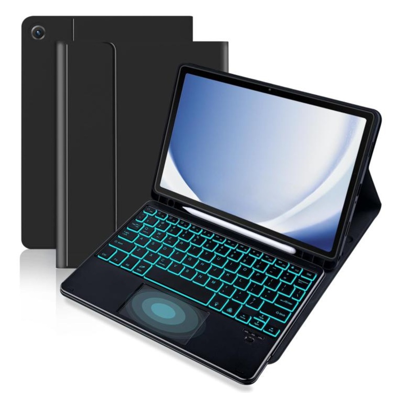 For Samsung Galaxy Tab A9+ Touch Bluetooth Colorful Backlit Keyboard Case(Black)