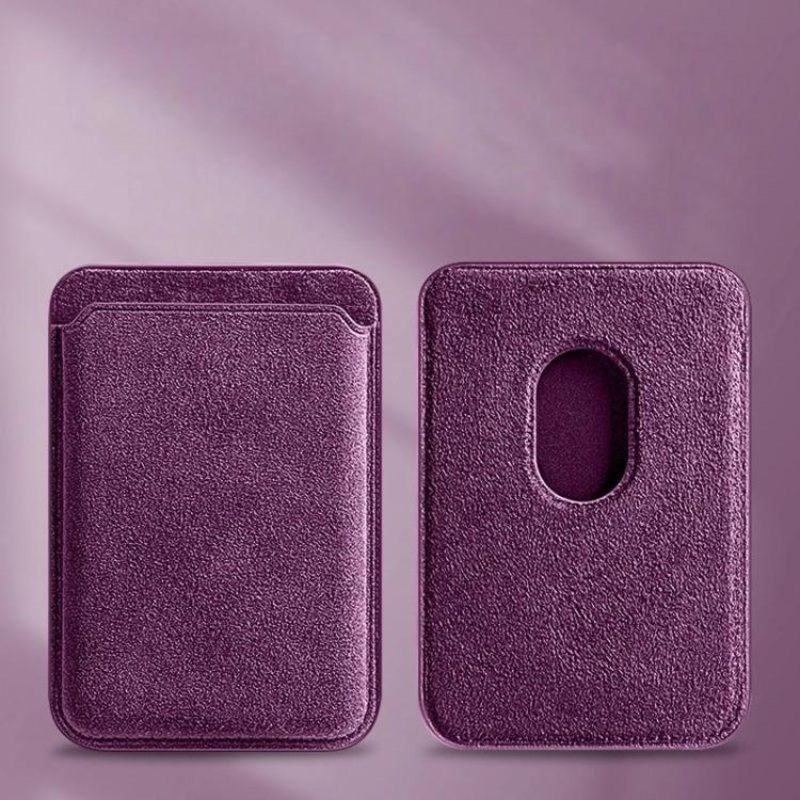 Magnetic Phone Card Holder Soft Suede-Like Slim Wallet For MagSafe IPhones & Android Phones(Purple)