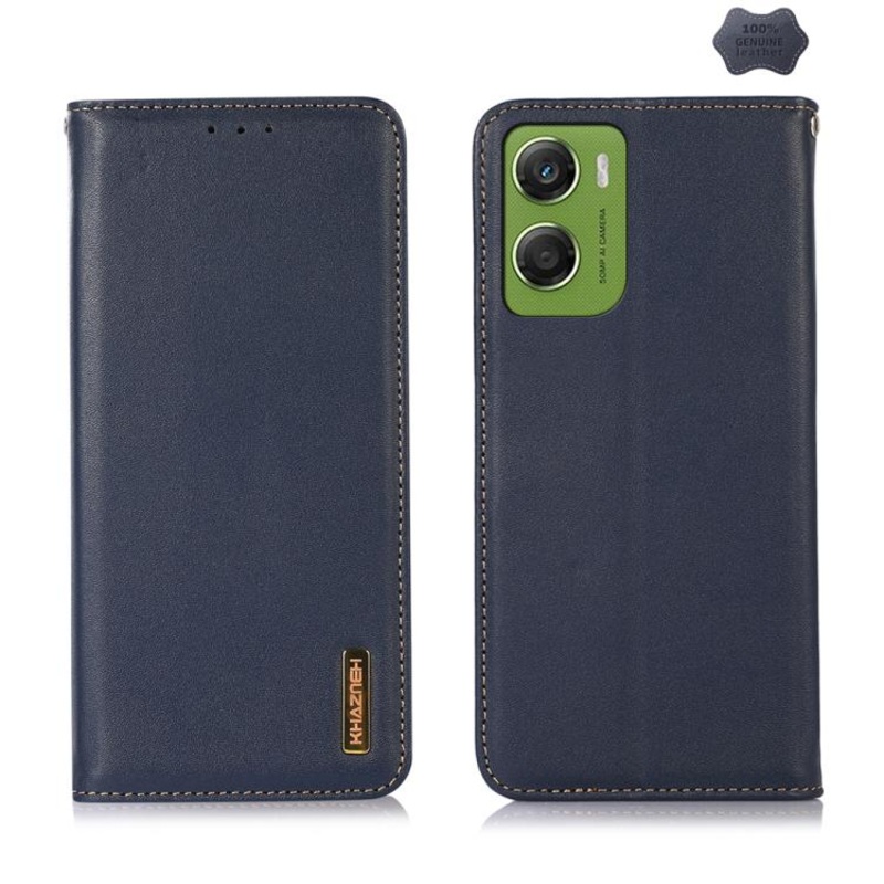 For Motorola Moto G06 4G KHAZNEH Nappa Top Layer Cowhide Leather Phone Case(Blue)