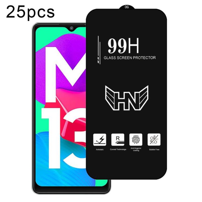 For Samsung Galaxy M13 India 25pcs High Aluminum Large Arc Full Screen Tempered Glass Film