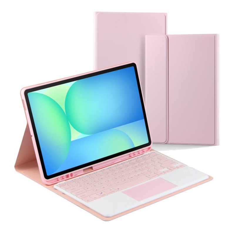 For Samsung Galaxy Tab S10 FE+ PSC-X620 Touchpad Bluetooth Keyboard Leather Tablet Case(Pink)