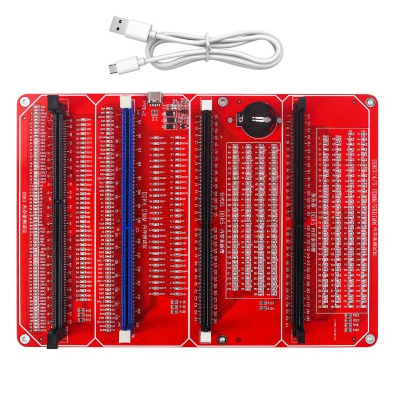 HuiMinTONG H-TT07 For DDR3 / DDR4 UDMM / Desktop DDR5 / Server DDR5 Memory Modules 4 In 1 Tester With LED Indicator