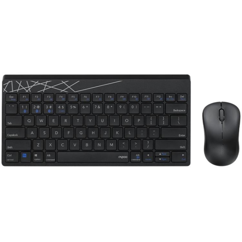 Rapoo 8000GT Bluetooth / 2.4G Wireless Keyboard Mice Set Laptop Tablet Cell Phone Keyboard And Mouse(Black)