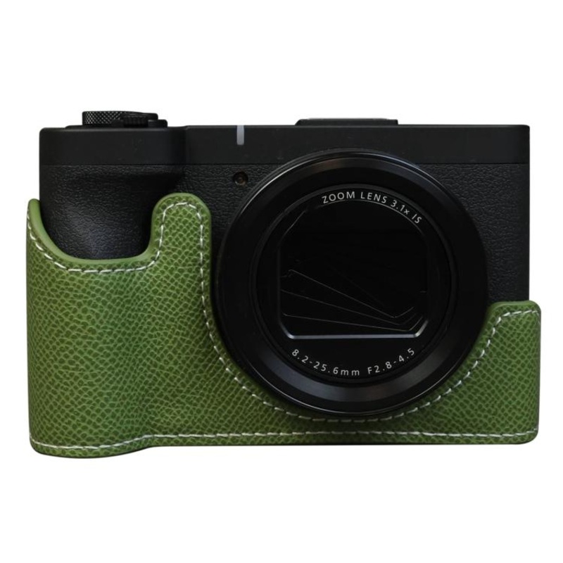 For Canon PowerShot V1 Palm Texture Vegan Leather Camera Half Case Base(Green)