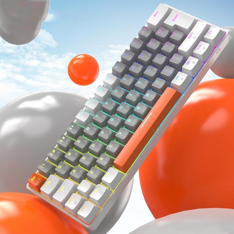 ZIYOULANG T60 Russian Mechanical Keyboard 1.5m Wired Illuminated Gaming Keyboard, Color: Bee Blue Switch