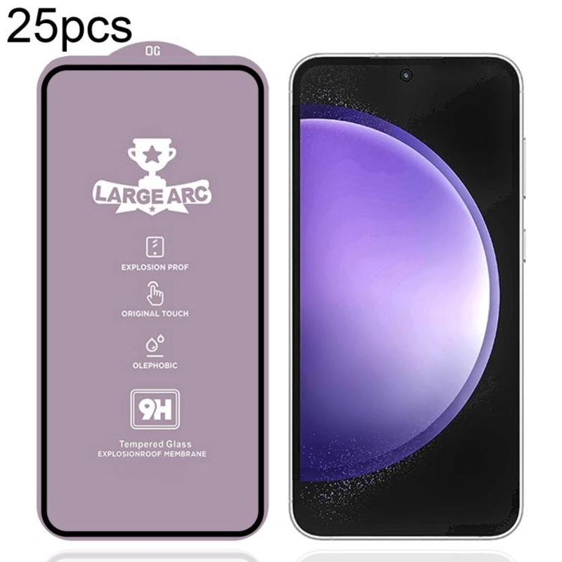 For Samsung Galaxy S23 FE 5G 25pcs 9H 0.4mm High Aluminum Large Arc Tempered Glass Film