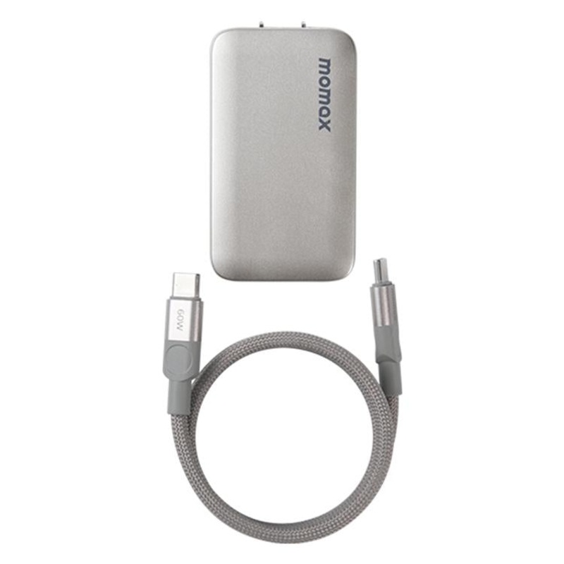MOMAX UM79 1-Charge Ultra 45W 2-Port GaN Silm Fast Charger Kit, US Plug(Titanium Gold)