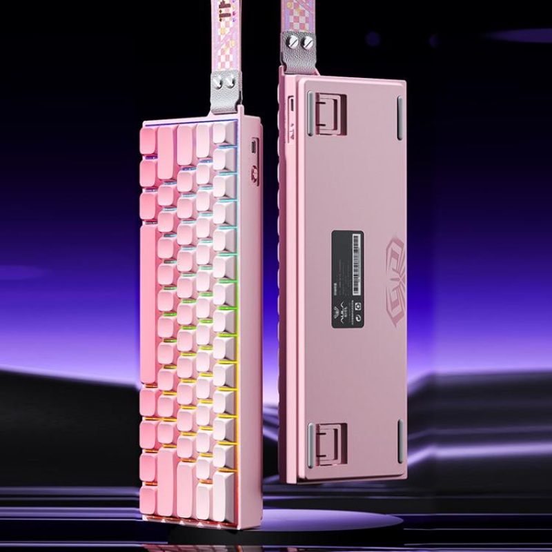 AULA MINI60 HE Pro 61 Keys RGB Wireless Game Mechanical Keyboard(Side Printed Pink)
