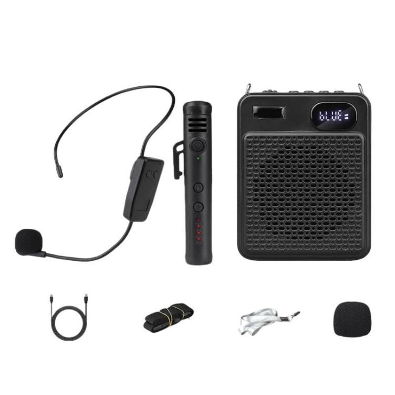 DIYO-1125 Multifunctional Outdoor High-Volume Microphone With Battery Display Teacher Classroom Voice Amplifier, Spec: Wireless Mic+Headwear Black