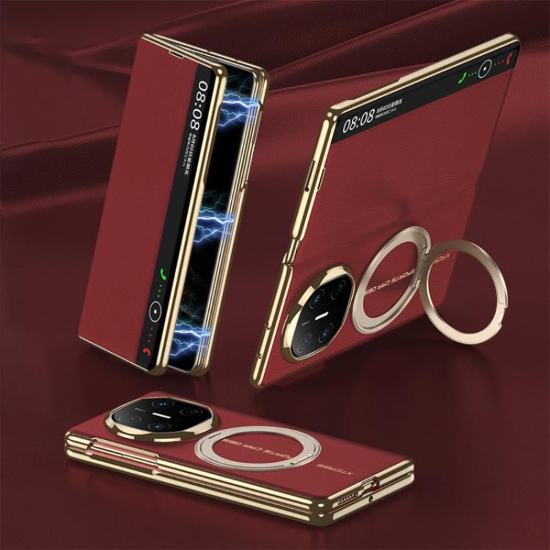 For Huawei Mate X6 GKK Full Cover Flip Phone Leather Case with Magnetic Rotating Stand(Red)