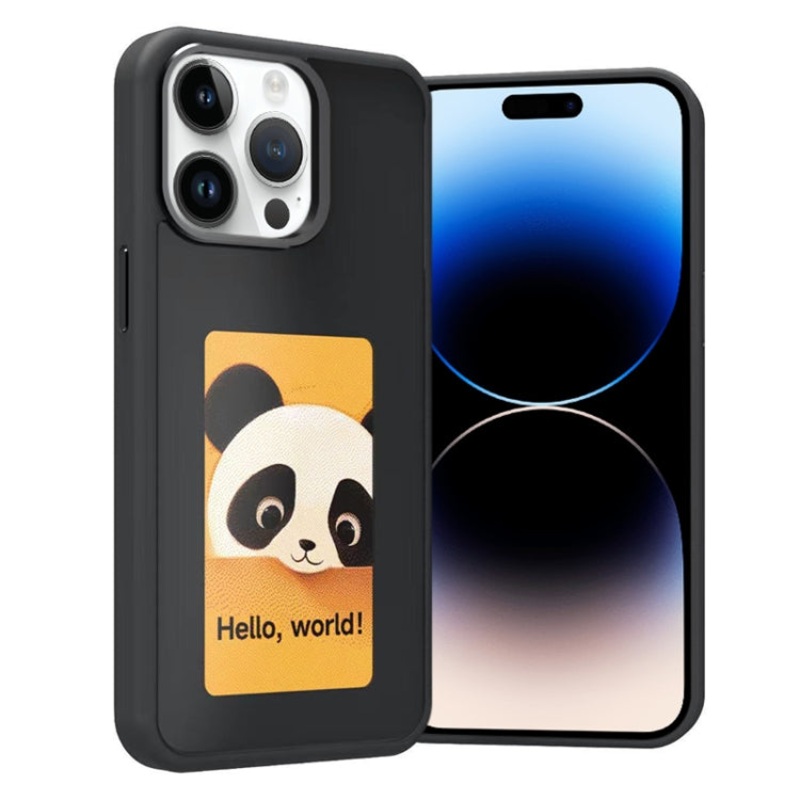 For iPhone 14 Pro Four-Color E-ink Screen NFC DIY Phone Case(Black)