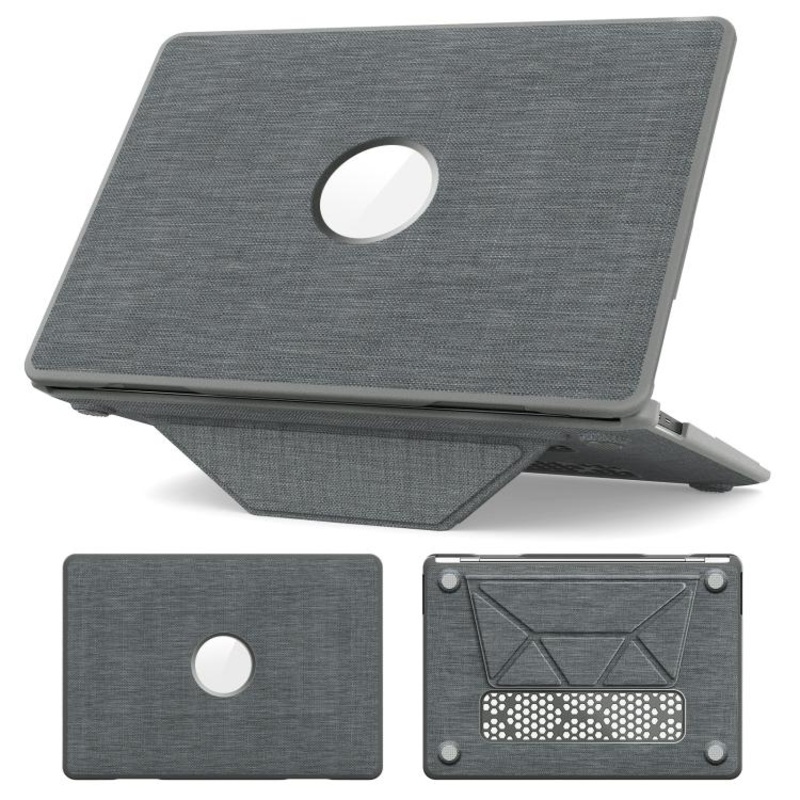 For MacBook Air 13.3 inch A2337 Fabric Texture Pro Magnetic Holder Laptop Protective Case(Grey)