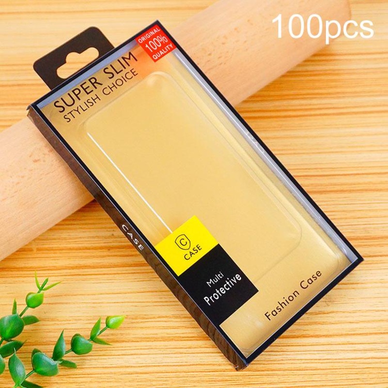 100pcs /Pack Clear PVC Blister Packaging Boxes For Phone Cases Retail Boxes Black+Gold Cardboard