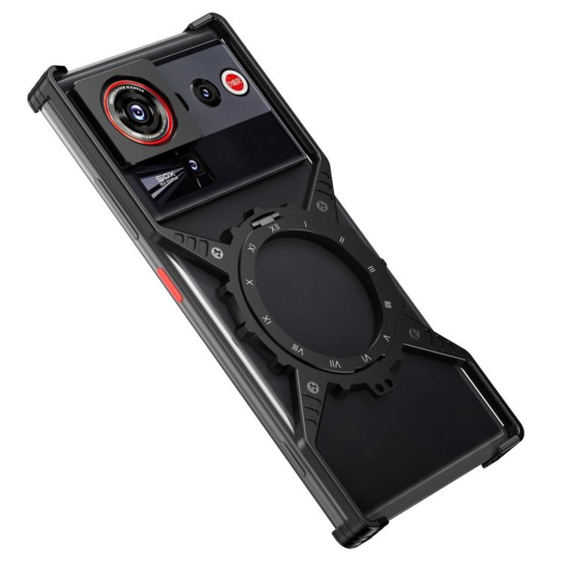 For ZTE nubia Z80 Ultra Mechanical Gear MagSafe Holder Borderless Metal Phone Case(Black)