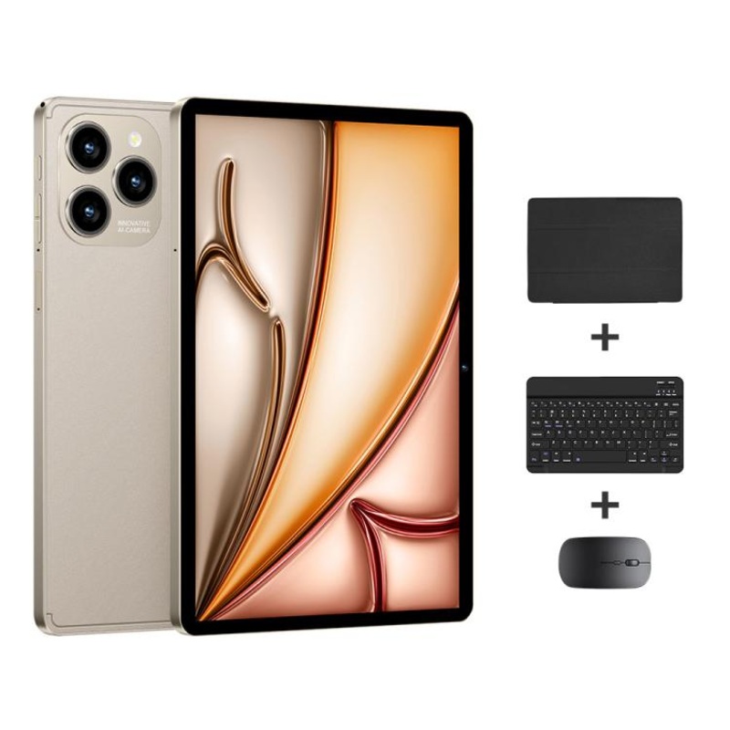 Pad 8 Pro 10.1 inch 4G LTE Tablet PC Combo Set, 4GB+32GB, Android 10 MT6755 Octa Core, with Keyboard / Mouse / Leather Case, UK Plug (Gold)