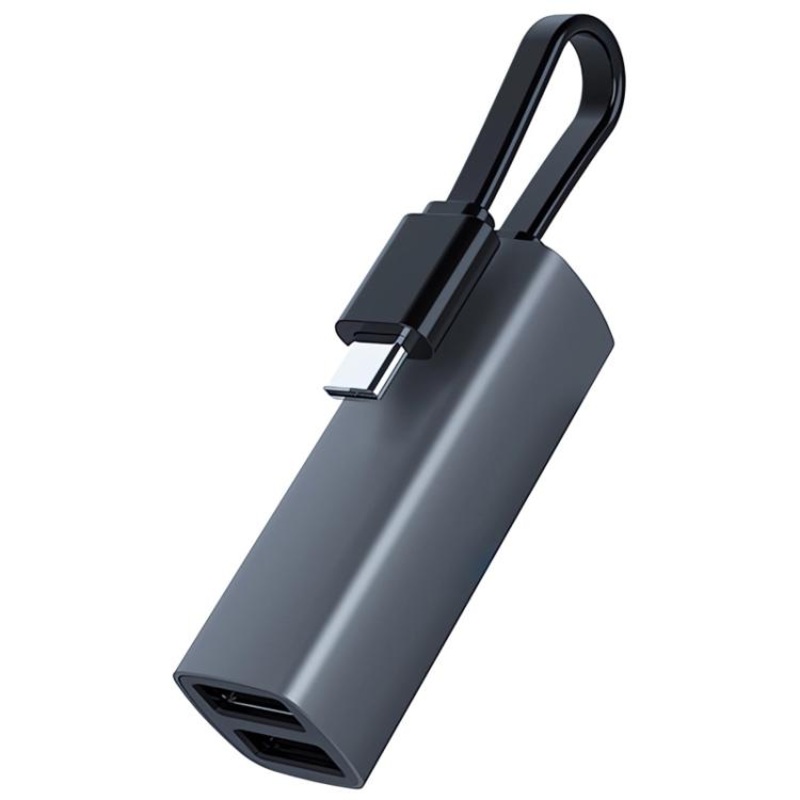 Type-C to USB3.0, Dual USB2.0, SD, TF Card Portable Multi-Functional Dock Station HUB Adapter(Grey)