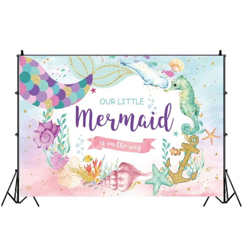 120 x 80cm Mermaid Happy Birthday Photography Background Cloth(12010125)