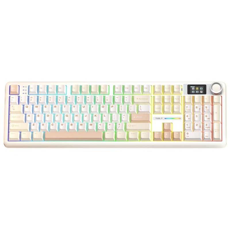 AULA F108 Pro 108 Keys Wired/2.4G/Bluetooth Three Model Customizable RGB Gaming Mechanical Keyboard(Mocha Mousse)