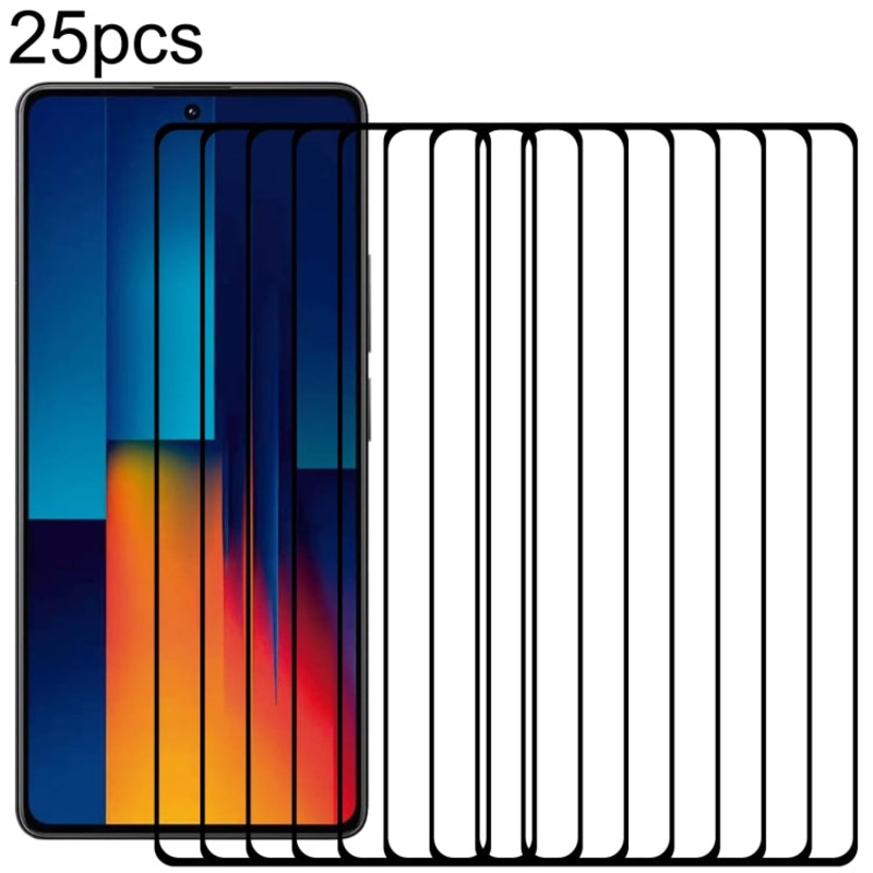 For Xiaomi Poco M6 Pro 4G 25pcs 9H HD 3D Curved Edge Tempered Glass Film(Black)