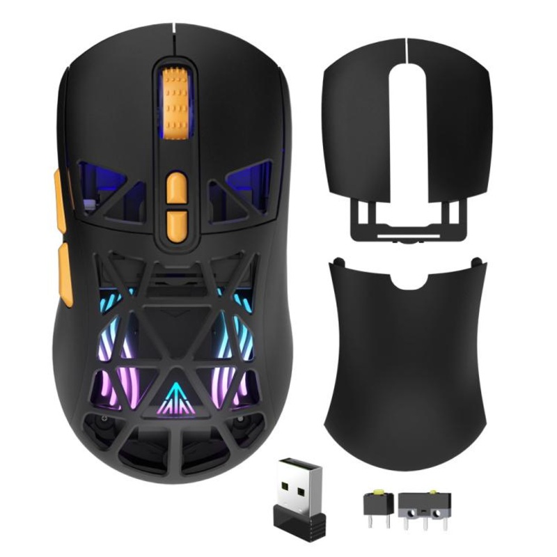 SOLAKAKA SM802 Ultra-light 2.4GHz + BT + Wired Tri-mode Wireless Mouse(Black)
