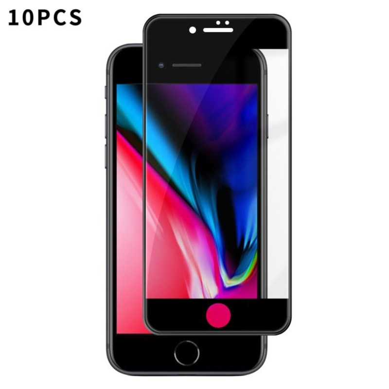 For iPhone 8 10pcs Kalebol High-Aluminum Screen-Printed Full-Coverage Anti-Fingerprint Black-Bordered HD Tempered Glass Film