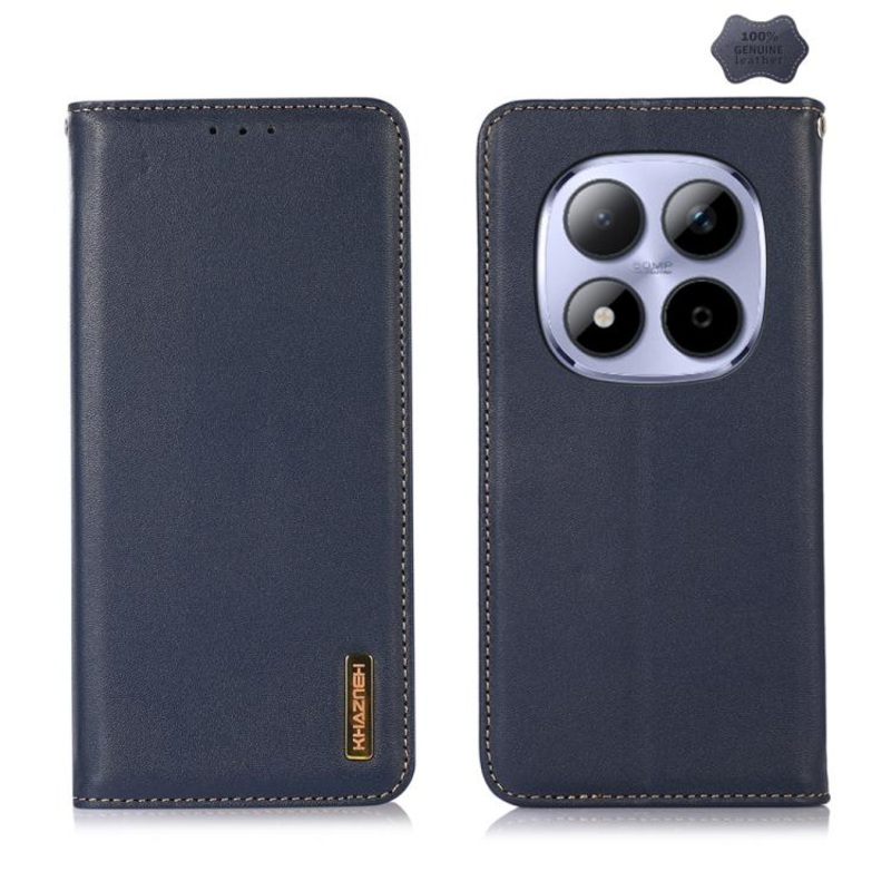 For Redmi Note 15 Pro 5G Global 163.6mm KHAZNEH Nappa Top Layer Cowhide Leather Phone Case(Blue)