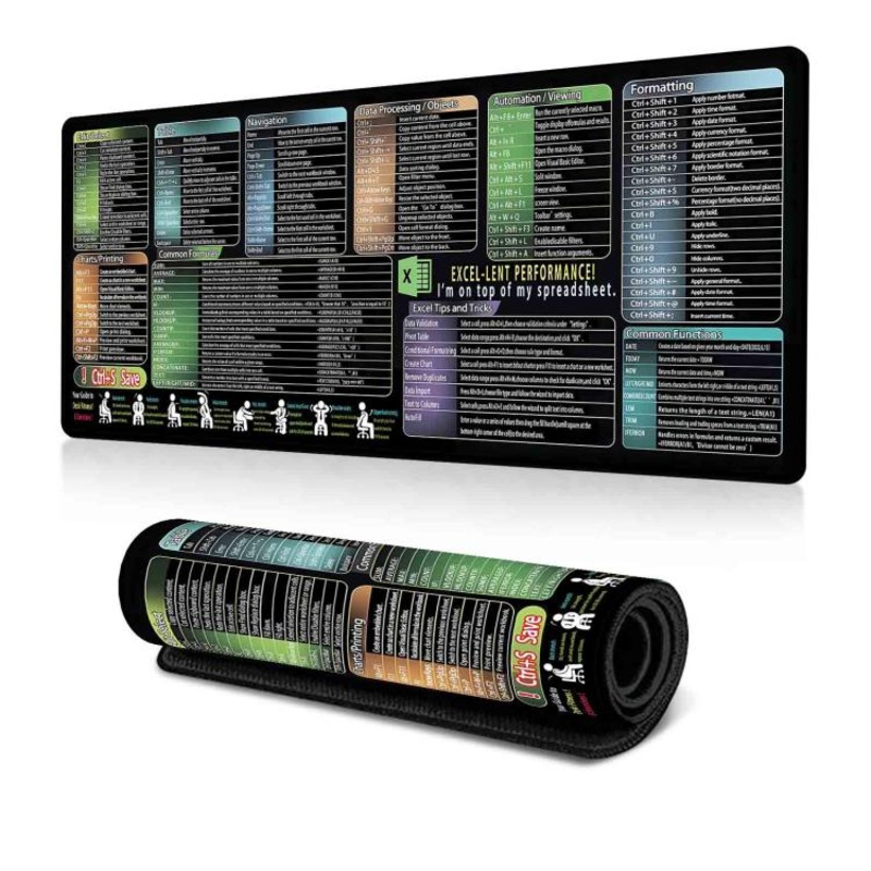Keyboard Shortcut Desk Mat Mouse Pad Non-Slip Office Desk Pad With Computer Commands 300x600x3mm(No.2)