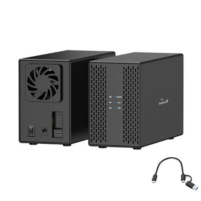 Blueendless DB3502F USB3.0/Type-C Non-array 2.5/3.5-inch Dual-Bay Mobile Hard Disk Box(US Plug)