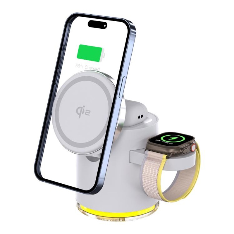C16 25W 4 in 1 Multifunctional Folding Magnetic Wireless Charger(White)
