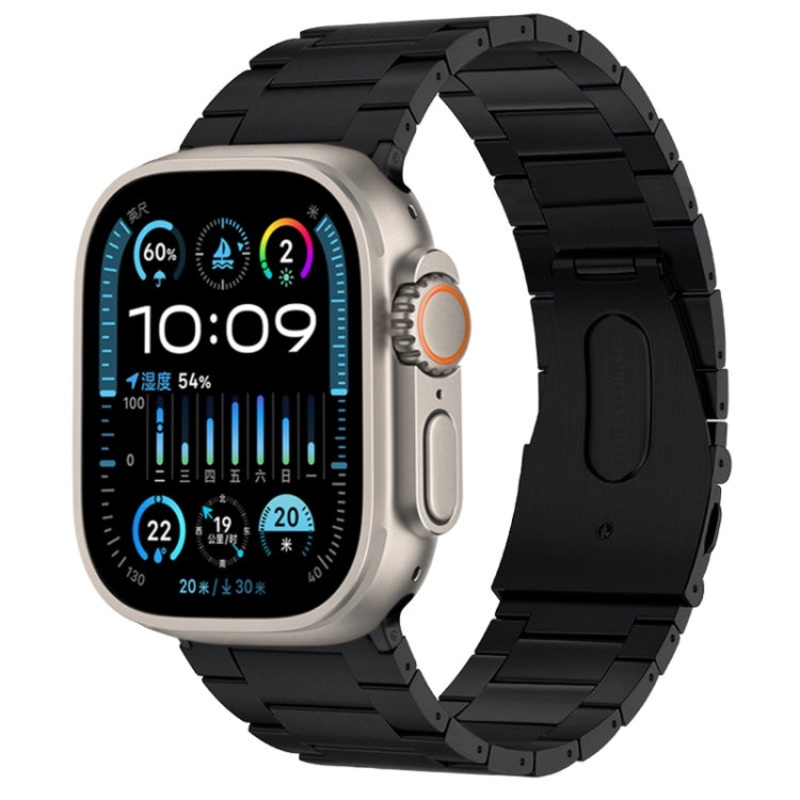 For Apple Watch Ultra 2 49mm PG63 Three-Bead Protrusion Titanium Metal Watch Band(Black)