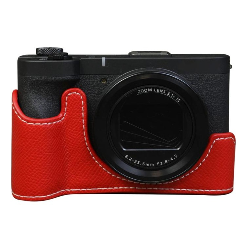 For Canon PowerShot V1 Palm Texture Vegan Leather Camera Half Case Base(Red)