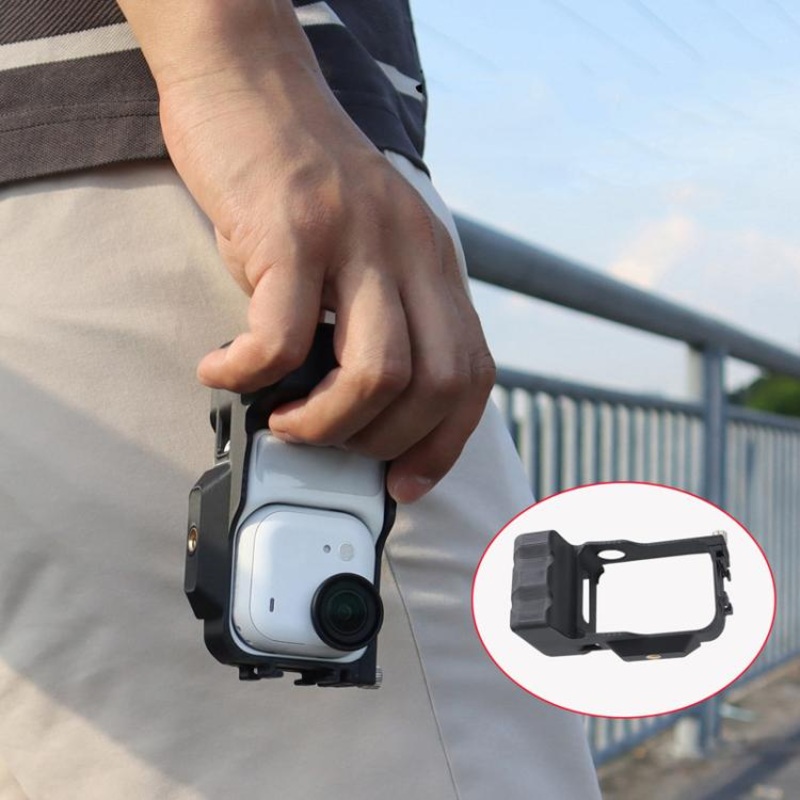 For Insta360 GO Ultra Street Photography Grip Kit Handheld Shooting Expansion Cage Frame(Black)