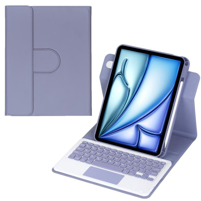 For iPad Air 11 2025 / iPad Pro 11 2022 360-degree Rotation Bluetooth Keyboard Leather Tablet Case with Touchpad(Lavender Purple)
