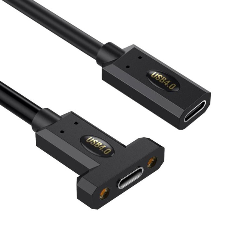 USB4 Type-C Female to Type-C Female Ear Screw Fixed Panel Extension Cable, Length:0.6m
