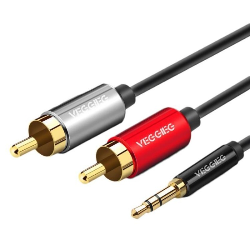 VEGGIEG 3.5mm 3.5 To 2RCA Audio Cable Cell Phone Computer Speaker Connection Cable, Length: 1m